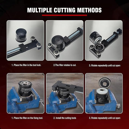 3mirrors Oil Filter Cutter Oil Filter Cutting tool with 3 Cutting Blade Fits Filter Cutting Range 1.95in-5.89in