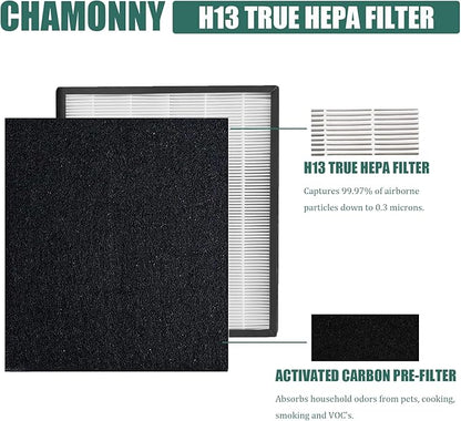IAF-H-100D Idylis D Replacement Filter Size D, Compatible with Idylis AC-2118, AC-2123, IAP-10-280 Air Purifier Devices, 2 H13 True HEPA Filters + 4 Activated Carbon Pre-filters