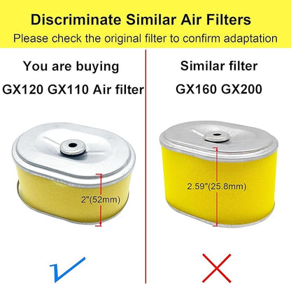 AFZE08 Air Filter 17210-ZE0-505 Fits for Honda GX120 GX110 3.5 4.0 HP AM123909 MIU11464 180 220 260 Green Lawn Mowers with Spark Plug