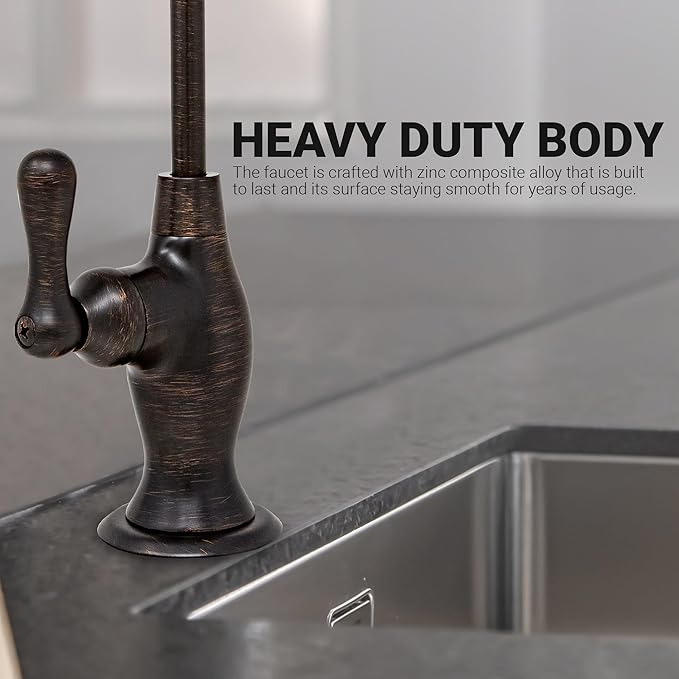 Metpure Non-airgap NSF Certified RO Faucet Reverse Osmosis Drinking Water Filtration System Water Dispenser Spout (Venetian Bronze). Vase Style with Faucet Wrench.