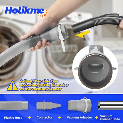 Holikme Dryer Vent Cleaner Kit 2 Pieces - Upgraded Dryer Lint Screens Cleaner Brush Part,Compatible with Most Vacuum Cleaner,Vacuum Hose Attachment & Refrigerator Coil Brush,Quickly Lint Remove,Gray