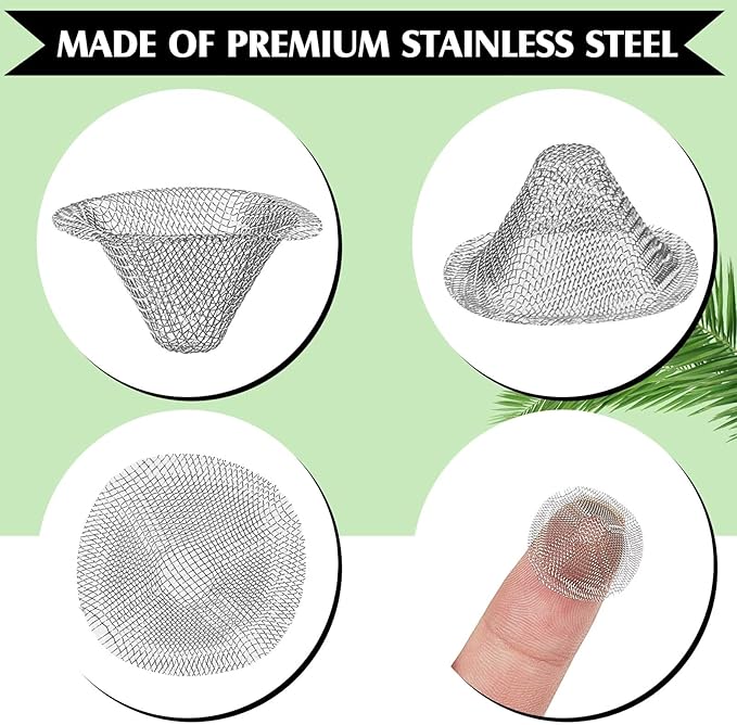 Funrous Stainless Steel Screens 3/4 Inch Conical Design Bowl Screen Filters Metal Filters Screens Filters, Adjustable Size(200 Pcs)