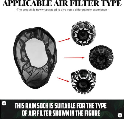 Air Filter Cover Waterproof Air Cleaner Rain Sock Dustproof Protective Air Intake Cover Compatible with Harley Touring FLHR FLHX Road King Street Glide Softail Sportster XL 883 1200 Dyna