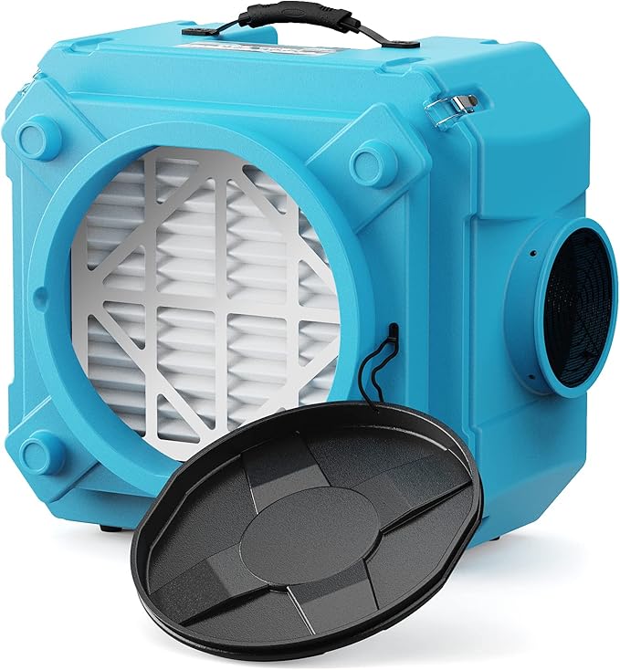 AlorAir CleanShield HEPA 550 - Heavy Duty Commercial Air Scrubber HEPA Filter System, 25' Power Cord with Lighted End and Roto-Molded Unbreakable Housing Air Cleaner, cETL Listed, Blue (Pack of 8)