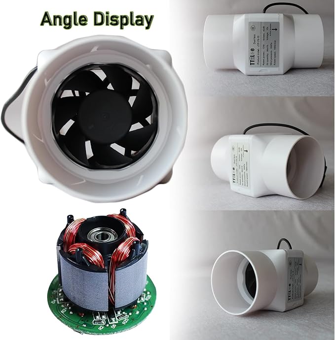 3Inch Inline Duct Fan 10W Air Extractor Booster 12V Air Diffuser Circulation Blower 53 Cfm Intake Ventilation Fan for Ducting, Vents, Grow Tents (Color : NO Adjustable Speed)