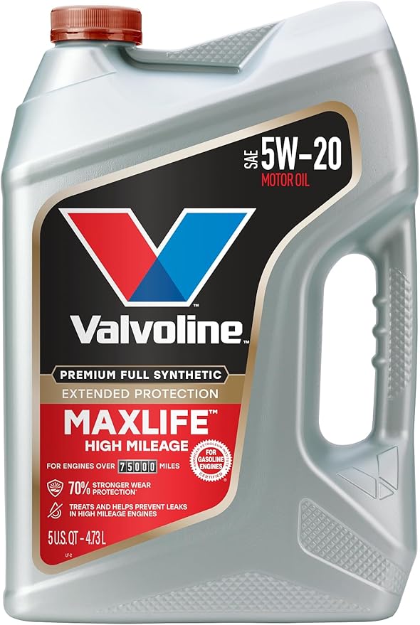 Valvoline Extended Protection High Mileage with Ultra MaxLife Technology 5W-20 Full Synthetic Motor Oil 5 QT, Case of 3