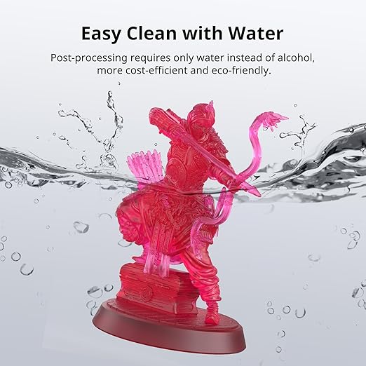 ANYCUBIC Water Washable 3D Printer Resin 2.0, 405nm High Precision 3D Resin, Low Shrinkage Photopolymer Resin for 4K/8K/12K Capable LCD DLP Resin 3D Printer Printing (Clear Red, 1000g)