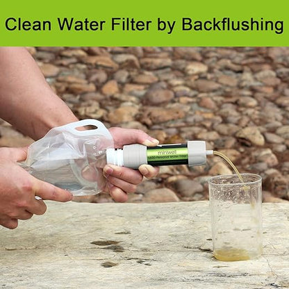 miniwell Gravity Water Filter Ultralight Multi-Purpose Hiking Accessories Optional Emergency kit TUV Certified Hurricane Storm Supplies (Water Filter with Water Tank