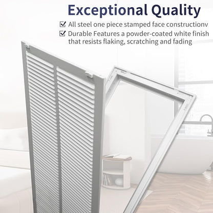 14"W x 30"H [Duct Opening Size] Steel Return Air Filter Grille - Removable Face/Door for 1 inch Filters -HVAC Vent Cover Grill - White [Outer Dimensions: 16 5/8"W X 32 5/8"H]