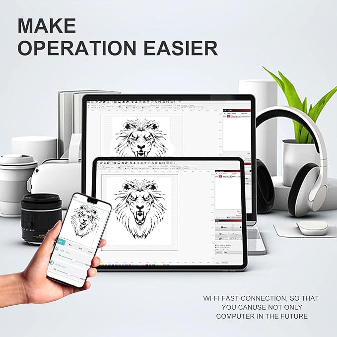 Longer Ray5 Laser Engraver, 10W Laser Cutter, 0.06 * 0.06 mm Precision Laser Engraver for Acrylic, Wood, and Metal with Emergency Stop, 3.5-inch Touch Screen for DIY