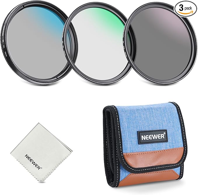 NEEWER 62mm UV CPL ND Lens Filter Kit, UV Protection + Circular Polarizing + Neutral Density (ND8) Camera Lens Filter Set with Multicoated Optical Glass, Slim Frame & Upgraded Foldable Storage Case