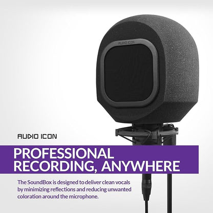 Soundbox Vocal Recording Isolation Booth | Portable Microphone Shield, Pop Filter for Studio-Quality Sound for Singing, Podcasting, Acoustic High-Density Foam Ball, Mic Soundproof Box (Classic Black)