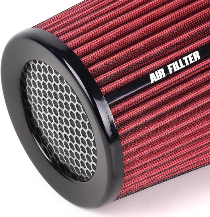 3" 3.5" 4" Inlet Car Replacement Cold Air Intake Filter 76mm 89mm 102mm 3 Sizes in 1 High Flow Performance Cone Air Filter (Red)