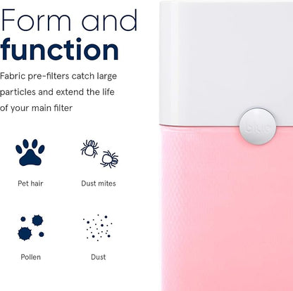 BLUEAIR Blue Pure 121 Pre-Filter, Washable Fabric Traps Pollen Pet Hair Dust, Crystal Pink