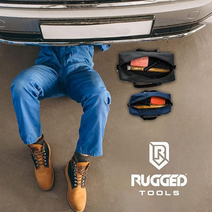 Rugged Tools Tool Bag Combo - Includes 1 Small & 1 Medium Toolbag - Organizer Tote Bags for Electrician, Plumbing, Gardening, HVAC & More