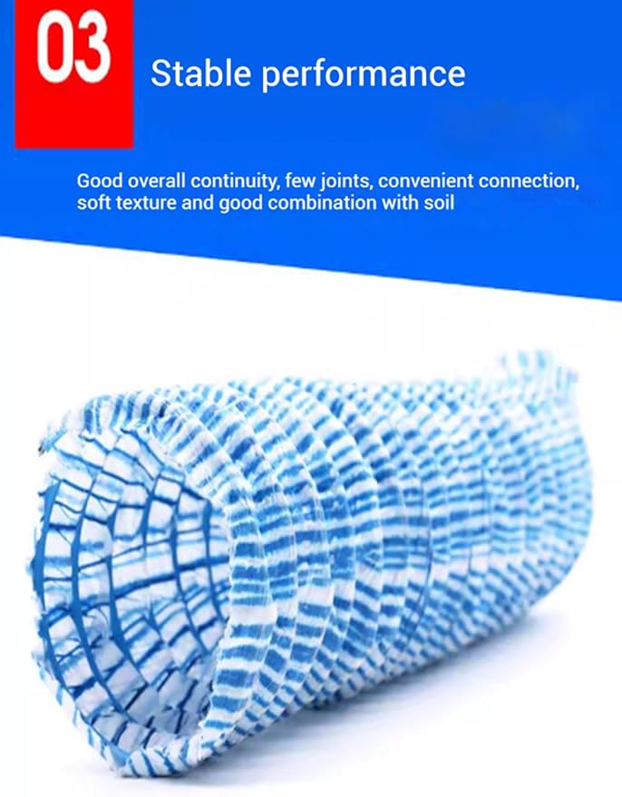 French Drain Pipe for Garden Lawn & Landscape, 3in Dia Perforated Fabric Drainage Pipes, Soft Infiltration System for Yard, House, Construction Site, 40m (131.2ft)