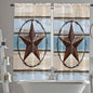 Vintage Western Star on Wood Grain Window Valance Curtains, Retro Wooden Texture Light Filtering Kitchen Valance with 3-inch Rod Pocket for Living Room Bathroom Bedroom,2 Panel,52x72In