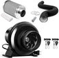 iPower 4" 195 CFM Inline Fan with Upgrade Air Carbon Filter, 8 FT Black Ducting & Rope Hanger, Ventilation System for Grow Tent, Hydroponics, Air Circulation
