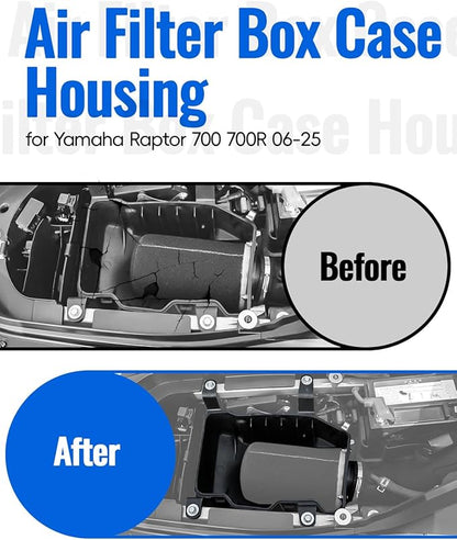 Air Filter Box Cleaner Case for Yamaha Raptor 700 700R 06-25, Fuel Customs Intake High Flow Airbox Box Housing for Yamaha Raptor 700 700R 2006-2025, Replace OEM #1S3-14411-00-00