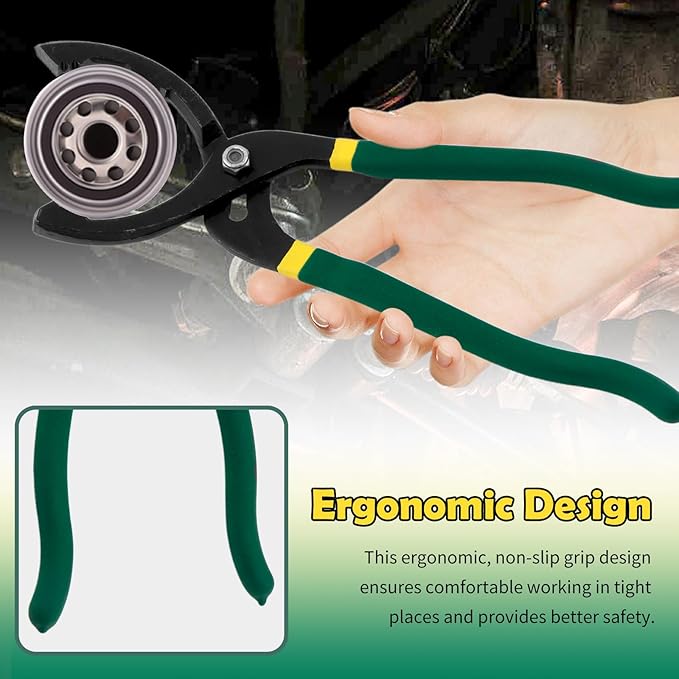 12" Adjustable Oil Filter Pliers,Car Oils Filters Removal Tool for Oils Filters Removals and Installation,Multi-Functional Oil Filter Wrench Tool with Non-Slip Handle