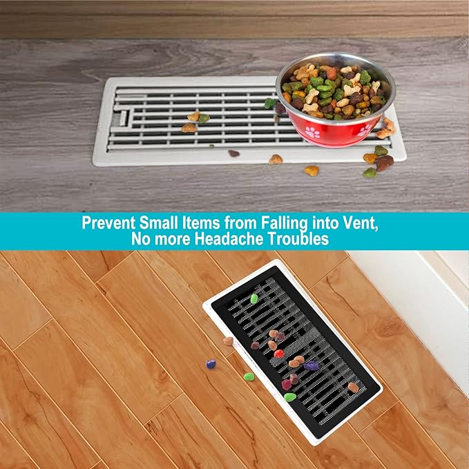 Magnetic Floor Register Vent Covers, 6 x 12 Inch Air Vent Filter Mesh, Sticky Magnet PVC Vent Screen Net for Wall Ceiling Floor Catches Toys Snacks Pet Hair and Pet Food 4 Pack
