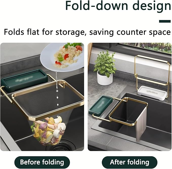 50Pcs Kitchen Residue Mesh Bag Sink Strainer Collapsible Food Catcher Square Bracket Corner Hanging Drain Basket Filter Screen Holder for Waste Green 1pcs