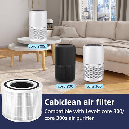 Core 300 Replacement Filter, Compatible with LEVOIT Core 300/300S Air Purifier，3-in-1 H13 Grade True HEPA Replacement Filter, Compare to Part No. Core 300-RF, White,2 pack