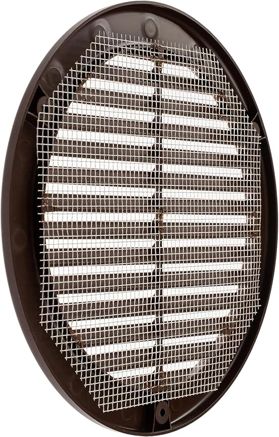 Vent Systems 6" Inch (Opening Dimensions) - Pack of 100 - Brown Soffit Vent Cover - Plastic Round Air Vent Grille - Built-in Mesh Screen - HVAC Register Louver for Bathroom, Home, Kitchen