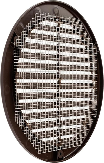 Vent Systems 6" Inch (Opening Dimensions) - Pack of 100 - Brown Soffit Vent Cover - Plastic Round Air Vent Grille - Built-in Mesh Screen - HVAC Register Louver for Bathroom, Home, Kitchen