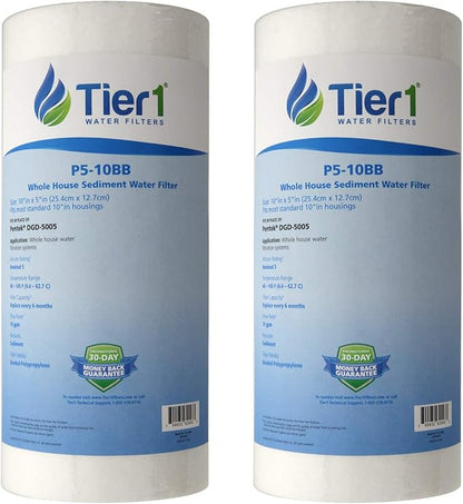 Tier1 5 Micron 10 x 4.5 Water Filter | Spun Wound Polypropylene Whole House Water Filter Cartridge | Replacement for Pentek DGD-5005, WDGD-5005, 155357-43 | 4.5 x 10 Water Filter (2-Pack)