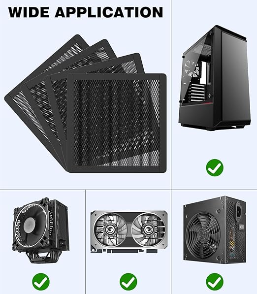 MoKo 140 x 140mm PC Case Magnetic Dust Mesh Filter, 0.5mm PVC Mesh Hole Computer Cooler Fan, Magnetic Frame Dustproof Cover Grill for Computer PC Case - 4PCS