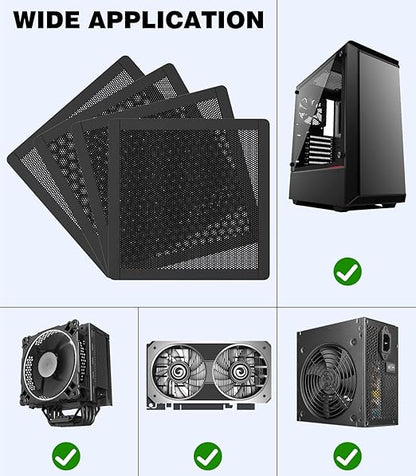 MoKo 140 x 140mm PC Case Magnetic Dust Mesh Filter, 0.5mm PVC Mesh Hole Computer Cooler Fan, Magnetic Frame Dustproof Cover Grill for Computer PC Case - 4PCS