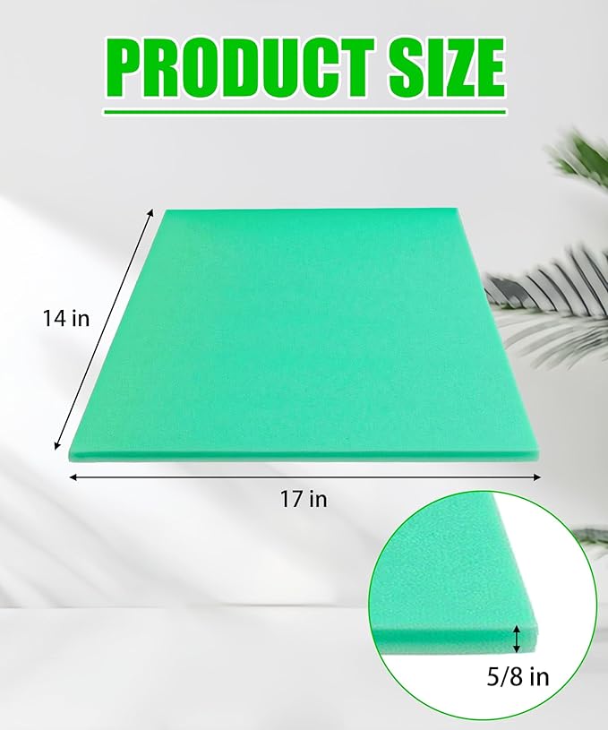 2Pcs 14" X 17" X 5/8"Universal Green Foam Air Filter Material 65-PPI Can Cut to Fits For Motorcycle ATV Dirt Bike Most Small Engines