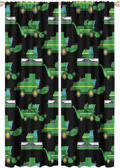 Kids Agriculture Machine Window Curtains, Farm Equipment Tractors Transport Combines Rod Pocket Decorative Windows Curtain for Boys Children Teens Room Decor 42x63in (30% Blackout)