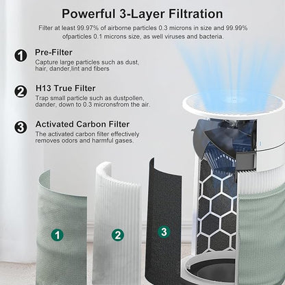 Blue Pure 411i/411a Max Replacement Filter Compatible with 411i/411a Max Smart Machine, Efficient Particle Dust Dander Filter&Odor Smoke Activated Carbon Filter for Home, Blue Pure F4MAX, 2 Pack
