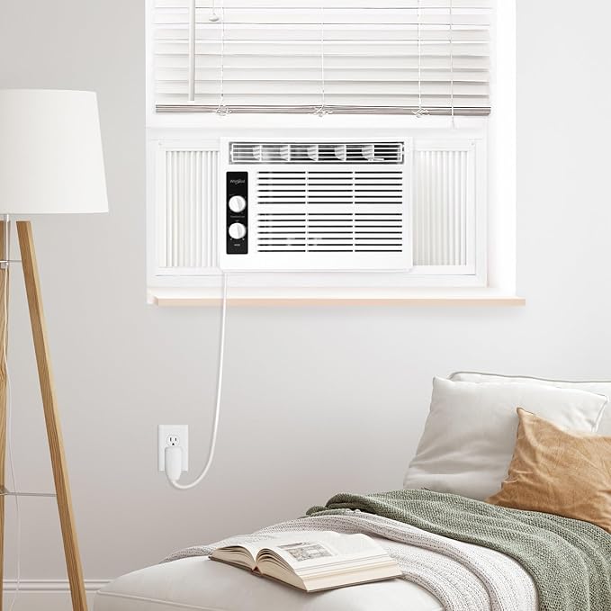 Whirlpool 5,000 BTU 115V Window Air Conditioner & Dehumidifier with Mechanical Controls, Window AC Unit for Apartment, Dorm Room, & Small Rooms up to 150 Square Feet in White