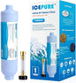 ICEPURE Inline Water Filter for Hose on RV Garden Pool Camper Marine Boat for Drinking, Car Washing, Gardening, Planting, Spa, Reduces Chlorine, Bad Taste, Odors, with 1 flexible hose protector, 1PACK