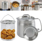 50oz 304 Stainless Steel Oil Filter Pot, Heavy Duty Bacon Grease Container & Deep Fryer Basket, Large Capacity Multi-function Oil Filter Vessel with Strainer for Kitchen Storing Frying Cooking Grease