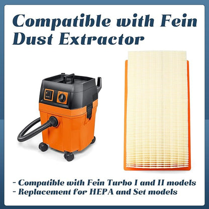 31345012010 Dust Extractor Flat Pleated Filter Compatible with Fein Turbo I and II Filters Replace 9-20-27 9-20-28