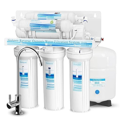 Geekpure 6-Stage Reverse Osmosis RO Drinking Water Filter System with Alkaline pH+ Filter-75 GPD
