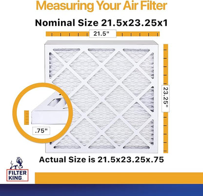 Filter King 21.5x23.25x1 Air Filter | 6-PACK | MERV 13 HVAC Pleated A/C Furnace Filters | MADE IN USA | Actual Size: 21.5 x 23.25 x .75"