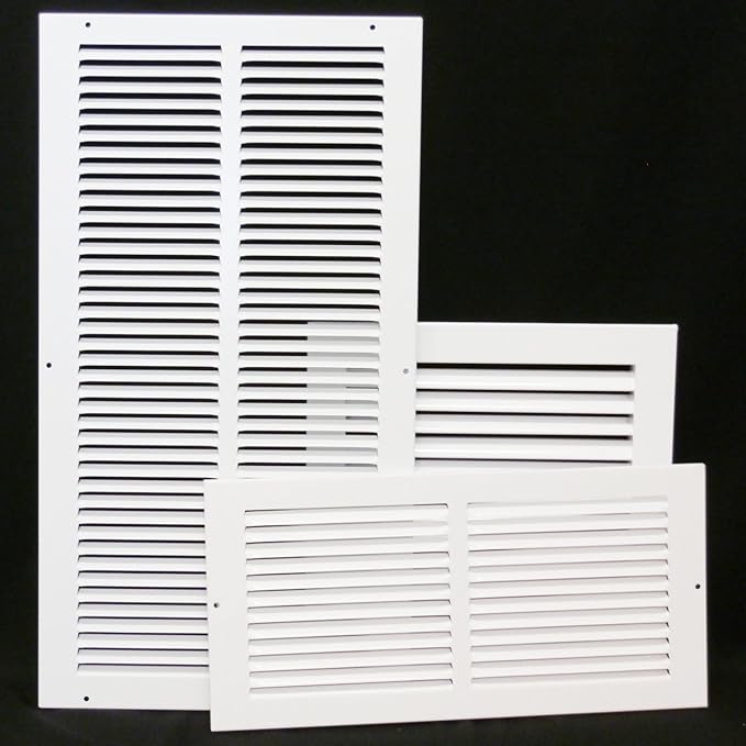 HVAC Premium 10" X 10" Aluminum Return Filter Grille for 1" Filter - Easy Airflow - Linear Bar Grilles [Outer Dimensions: 12.5"w X 12.5h"]