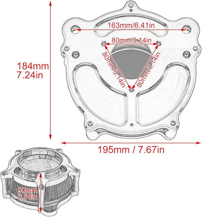 HDBUBALUS Motorcycle Air Filter Cleaner Intake Filter System Kit (C-For Touring Trike 08-16, Softail 16-17,Dyna 17)
