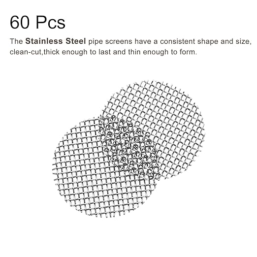 MECCANIXITY Pipe Screen Stainless Steel Screens, 3/8 Inch (9.5mm) Diameter for Pipe Filter, Pack of 60