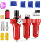 3/8" NPT 3 Stage Aluminium Air Drying System,Coalescing Filter, Particulate Filter, Desiccant Dryer and Air Regulator, Manual Drain, Mid Flow, For Plasma Cutter and Paint Spray