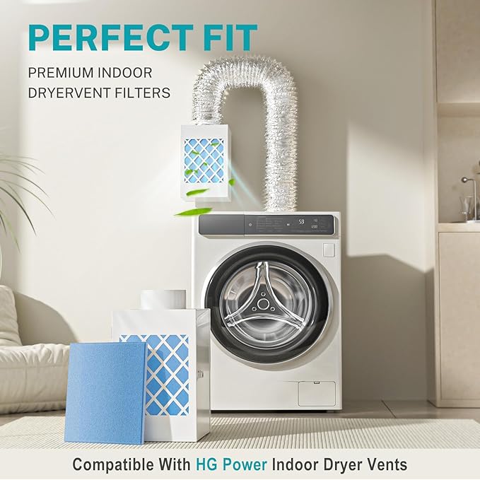 Indoor Dryer Vent Kit 10 Pack Dryer Filter Replacement, Compatible with HG Power Indoor Dryer Vent Systems, Polyester Vent Filters