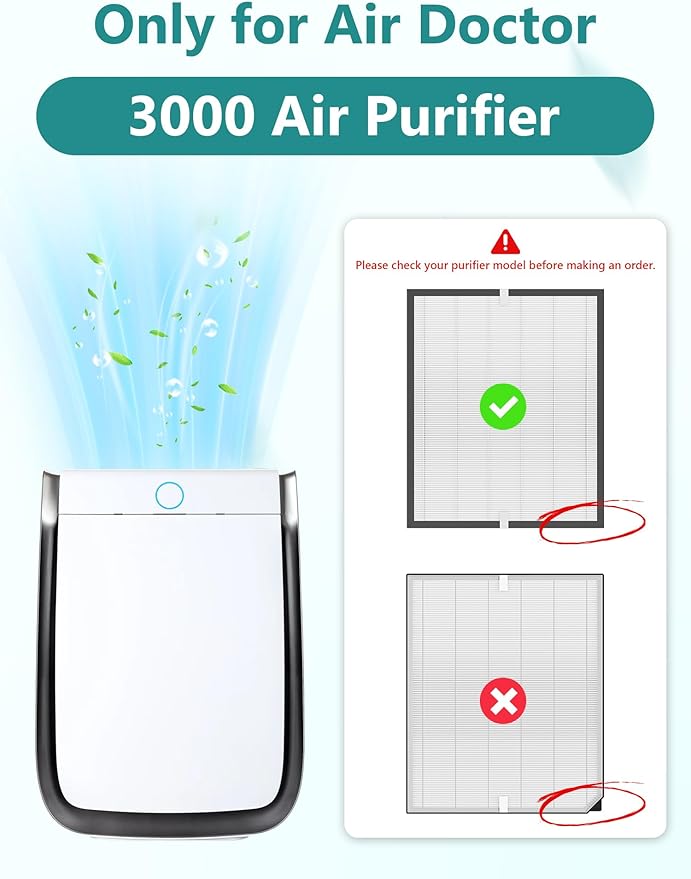 3000 Replacement Filter Compatible with Air Doctor 3000 Air Purifier, 1 Premium Filter + 2 Activated Carbon Filters + 4 Pre-Filters,Compare to ADF3001 ADF3002 ADF3003