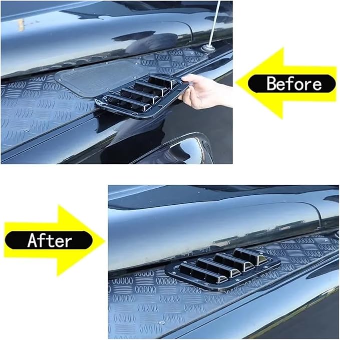 Car Decorative Front Hood Bonnet Side Trim Cover Steel Air Flow Intake Scoop Vent Snow Cover Compatible For Land Rover And Defender 04-19