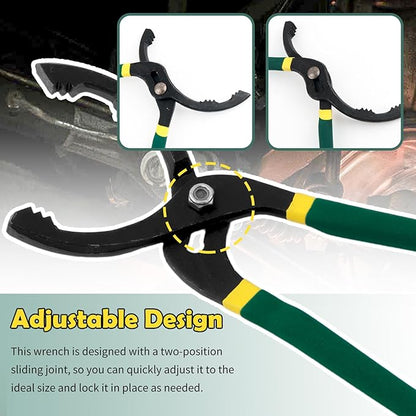 12" Adjustable Oil Filter Pliers,Car Oils Filters Removal Tool for Oils Filters Removals and Installation,Multi-Functional Oil Filter Wrench Tool with Non-Slip Handle