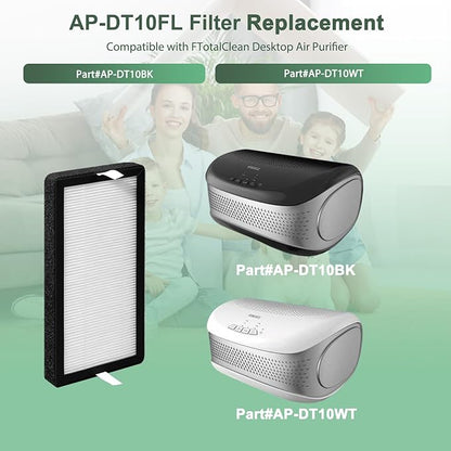 4PackAP-DT10FL Replacement Filter Compatible with FTotalClean Desktop Air Purifier,Part# AP-DT10BK and AP-DT10WT,3-in-1 Ture HEPA Filter and Activated Carbon Filter (4)